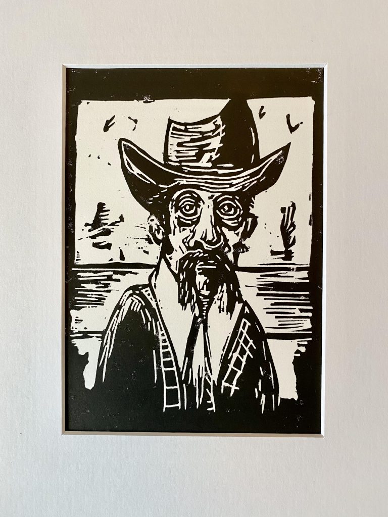 Linoprint: Cowboy
