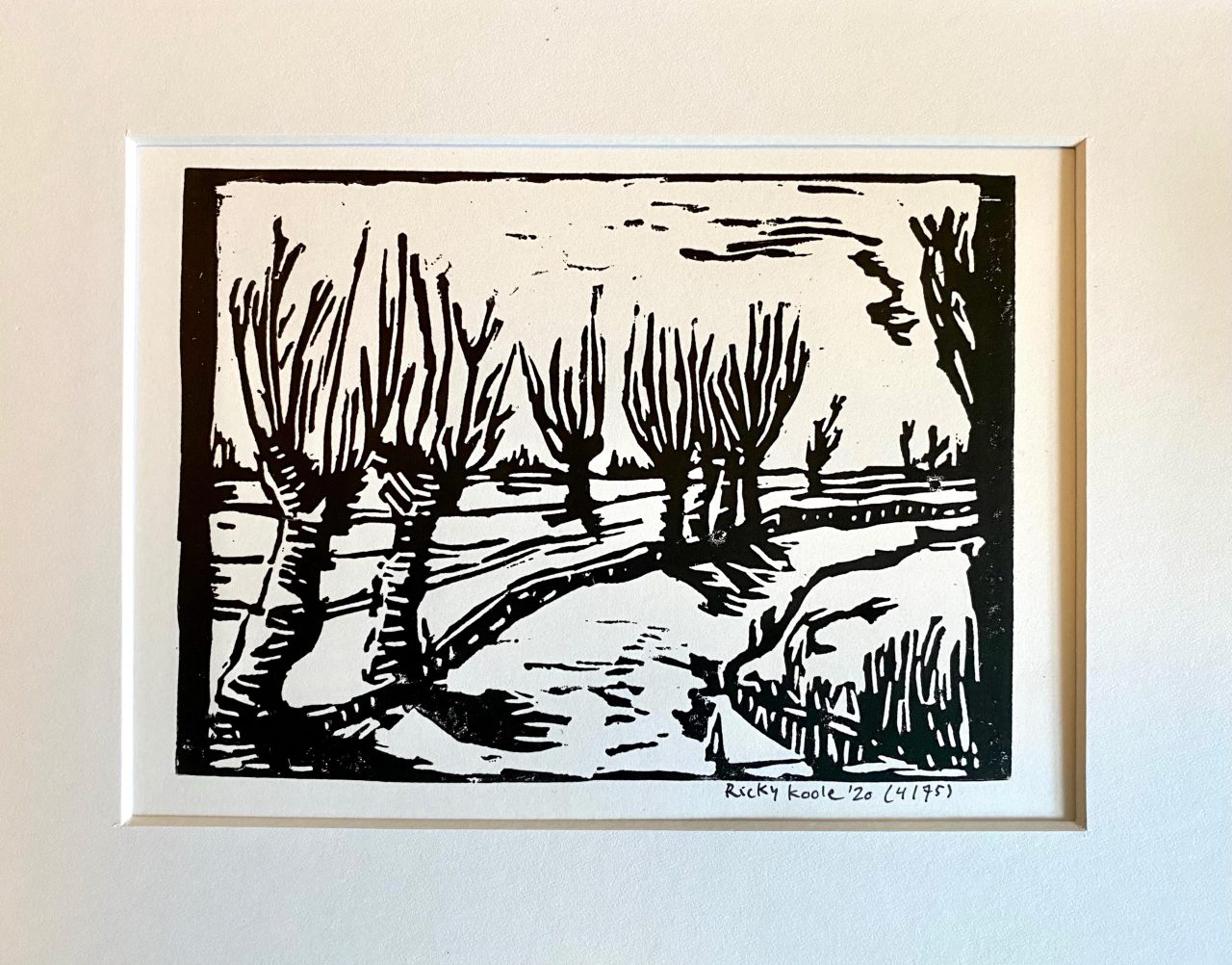 Linoprint: Knotwilgen