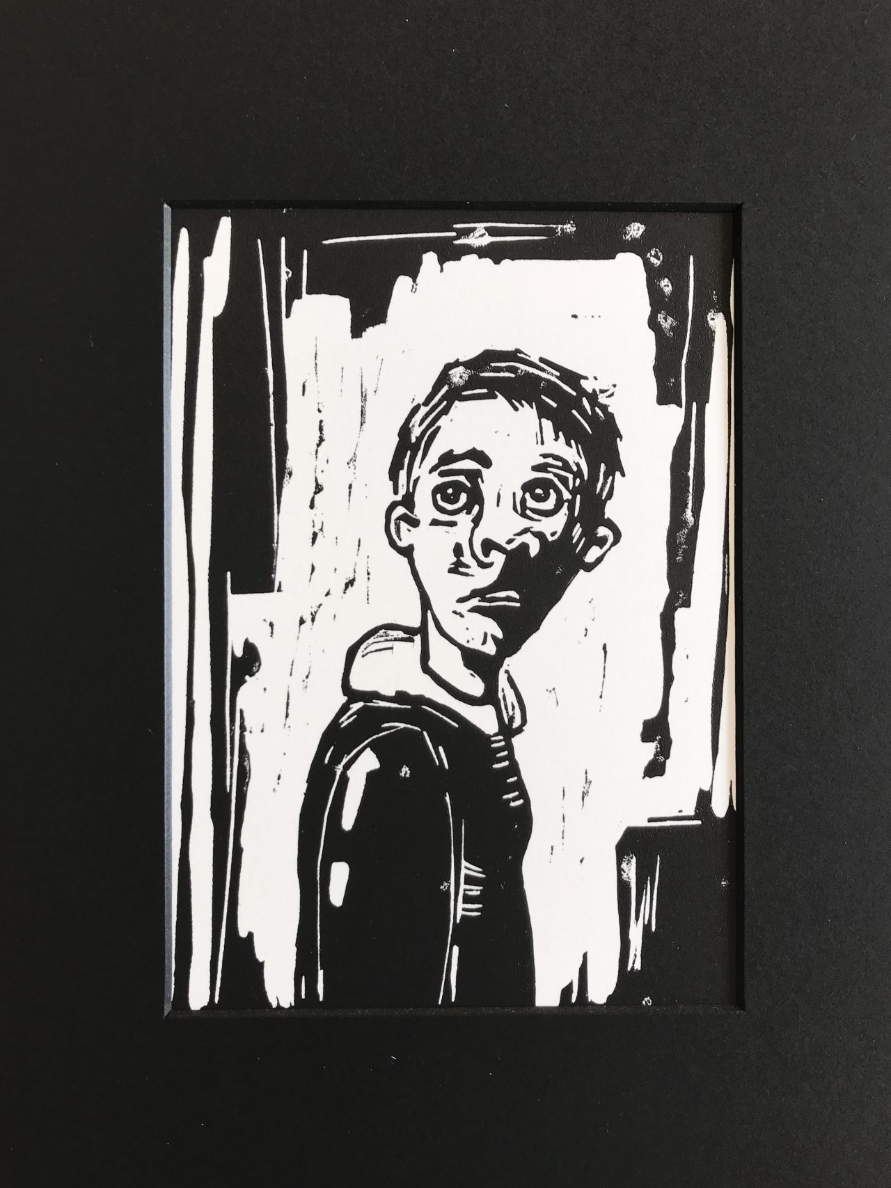 Linoprint: Oh Boy