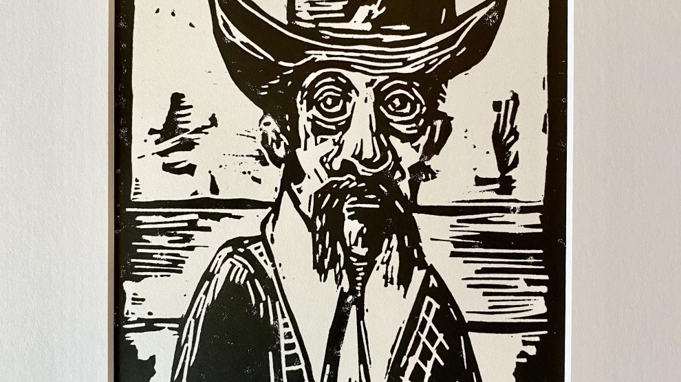 Linoprint: Cowboy